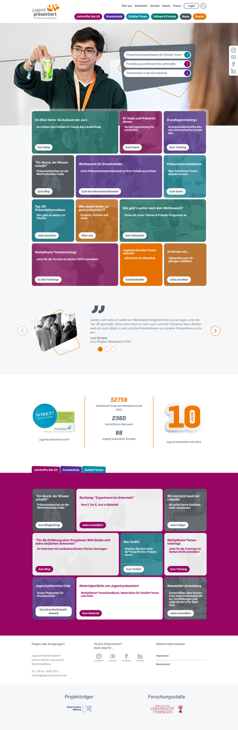 Screenshot Projektwebseite