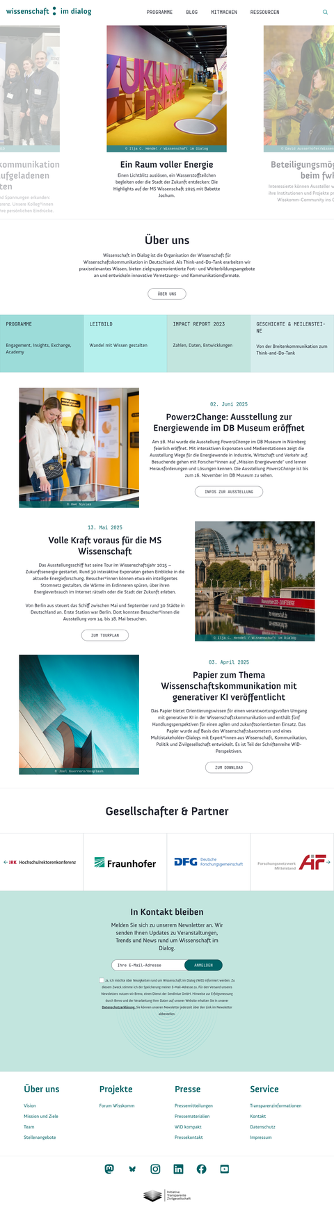 Screenshot Projektwebseite